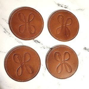 HOBO Limited Edition Set of 4 Brown Leather Coasters